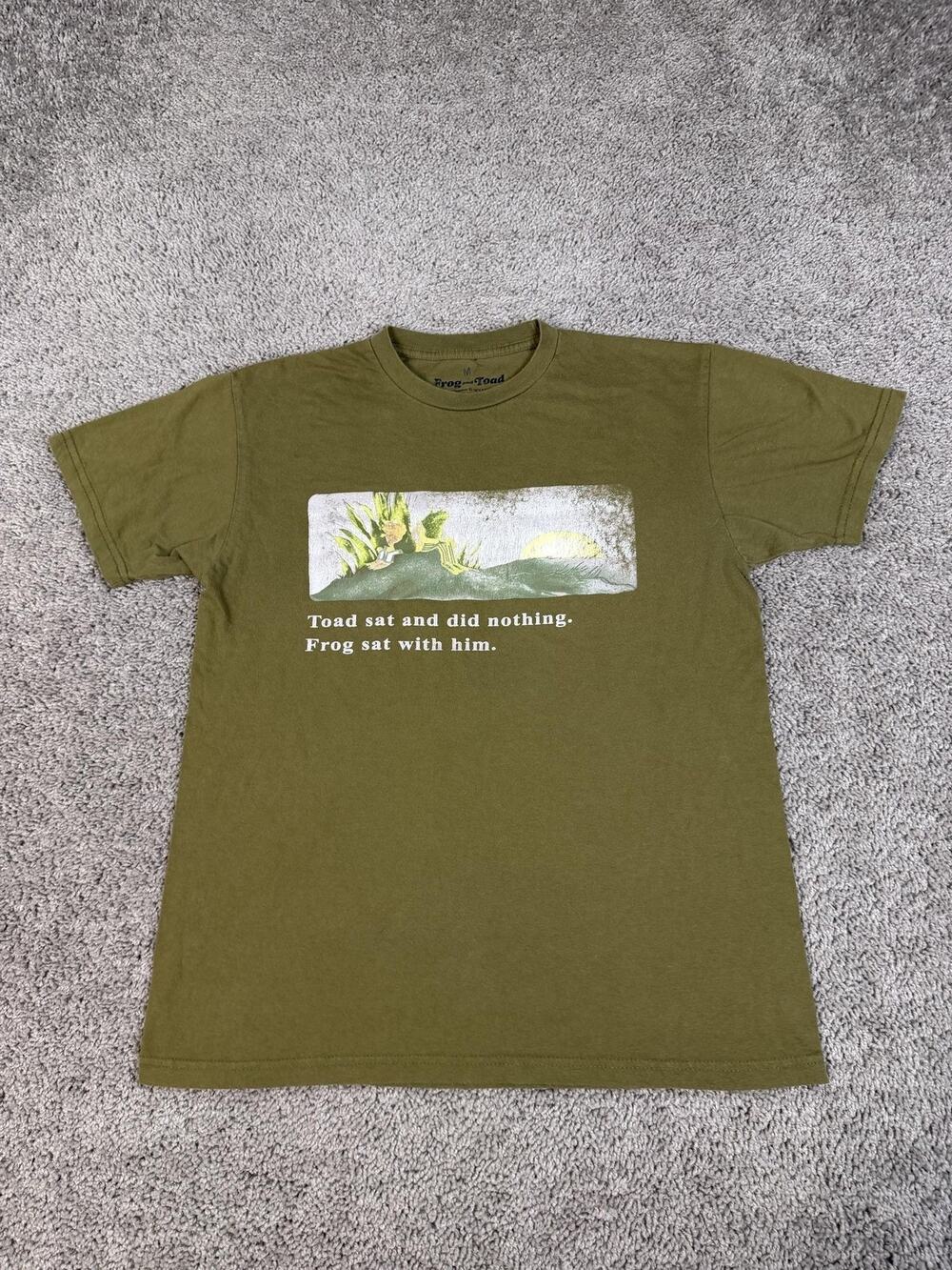 Frog And Toad Shirt Mens M Green Frog And Toad Graphic Crew Neck Tagless